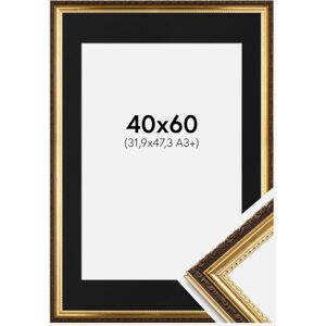 Ram med passepartou Ramme Abisko Guld 40x60 Cm - Passepartout Sort 32,9x48,3 Cm (A3+)