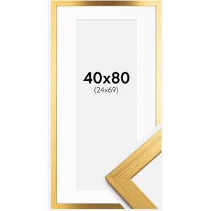 Ram med passepartou Ramme Gold Wood 40x80 Cm - Passepartout Hvid 25x70 Cm