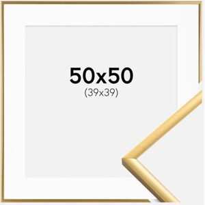 Ram med passepartou Ramme New Lifestyle Shiny Gold 50x50 Cm - Passepartout Hvid 40x40 Cm