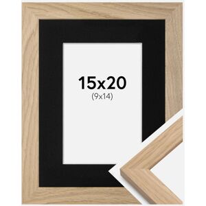 Ram med passepartou Ramme Oak Wood 15x20 Cm - Passepartout Sort 10x15 Cm