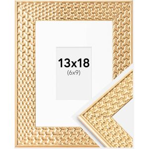 Ram med passepartou Ramme Grace Guld 13x18 Cm - Passepartout Hvid 7x10 Cm