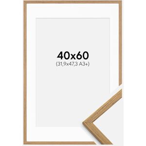 Ram med passepartou Ramme Edsbyn Teak 40x60 Cm - Passepartout Hvid 32,9x48,3 Cm (A3+)