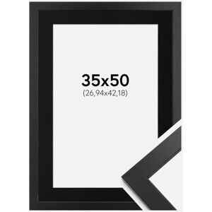 Ram med passepartou Ramme Black Wood 35x50 Cm - Passepartout Sort 11x17 Inches