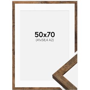 Ram med passepartou Ramme Fiorito Washed Oak 50x70 Cm - Passepartout Hvid 42x59,4 Cm (A2)