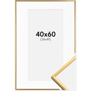 Ram med passepartou Ramme New Lifestyle Shiny Gold 40x60 Cm - Passepartout Hvid 25x50 Cm