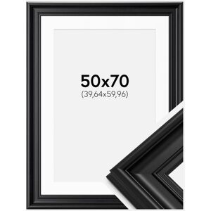 Ram med passepartou Ramme Mora Premium Sort 50x70 Cm - Passepartout Hvid 16x24 Inches