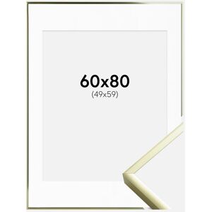 Ram med passepartou Ramme Poster Frame Aluminum Gold 60x80 Cm - Passepartout Hvid 50x60 Cm