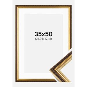 Ram med passepartou Ramme Abisko Guld 35x50 Cm - Passepartout Hvid 11x17 Inches (27,94x43,18 Cm)