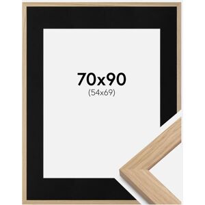 Ram med passepartou Ramme Oak Wood 70x90 Cm - Passepartout Sort 55x70 Cm