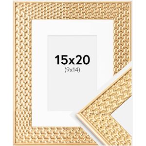 Ram med passepartou Ramme Grace Guld 15x20 Cm - Passepartout Hvid 10x15 Cm