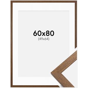 Ram med passepartou Ramme Stilren Warm Brown 60x80 Cm - Passepartout Hvid 50x65 Cm