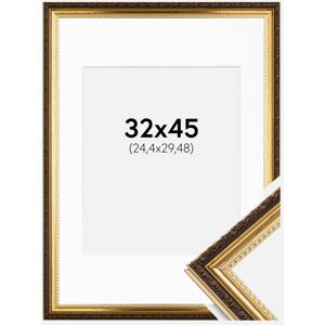 Ram med passepartou Ramme Abisko Guld 32x45 Cm - Passepartout Hvid 10x12 Inches (25,4x30,48 Cm)