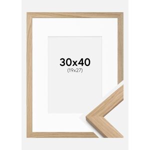 Ram med passepartou Ramme Oak Wood 30x40 Cm - Passepartout Hvid 20x28 Cm