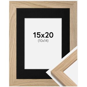 Ram med passepartou Ramme Oak Wood 15x20 Cm - Passepartout Sort 11x15 Cm