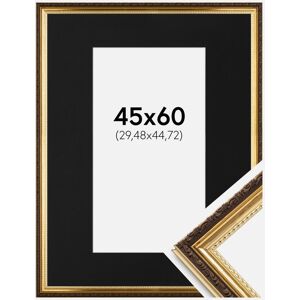 Ram med passepartou Ramme Abisko Guld 45x60 Cm - Passepartout Sort 12x18 Inches (30,48x45,72 Cm)