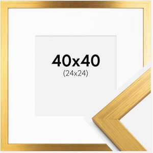 Ram med passepartou Ramme Gold Wood 40x40 Cm - Passepartout Hvid 25x25 Cm