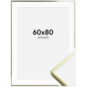 Ram med passepartou Ramme Poster Frame Aluminum Gold 60x80 Cm - Passepartout Hvid 50x70 Cm