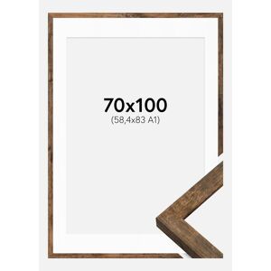 Ram med passepartou Ramme Fiorito Washed Oak 70x100 Cm - Passepartout Hvid 59,4x84 Cm (A1)