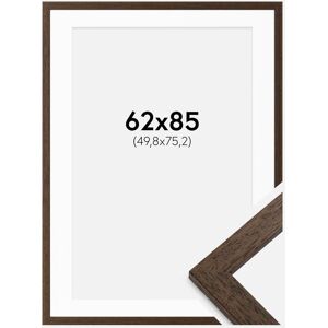 Ram med passepartou Ramme Brown Wood 62x85 Cm - Passepartout Hvid 20x30 Inches