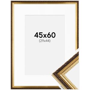 Ram med passepartou Ramme Abisko Guld 45x60 Cm - Passepartout Hvid 30x45 Cm