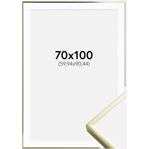 Ram med passepartou Ramme Poster Frame Aluminum Gold 70x100 Cm - Passepartout Hvid 24x36 Inches