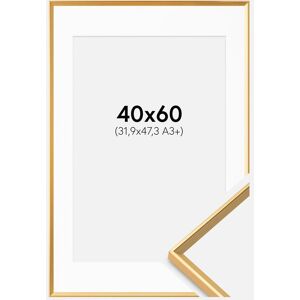 Ram med passepartou Ramme Desire Guld 40x60 Cm - Passepartout Hvid 32,9x48,3 Cm (A3+)