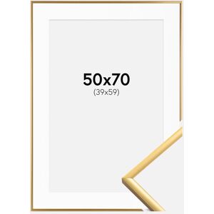 Ram med passepartou Ramme New Lifestyle Shiny Gold 50x70 Cm - Passepartout Hvid 40x60 Cm