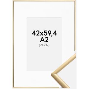 Ram med passepartou Ramme New Lifestyle Guld 42x59,4 Cm (A2) - Passepartout Hvid 25x38 Cm