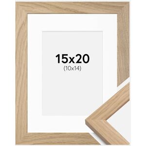 Ram med passepartou Ramme Oak Wood 15x20 Cm - Passepartout Hvid 11x15 Cm