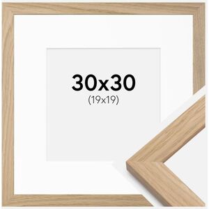 Ram med passepartou Ramme Oak Wood 30x30 Cm - Passepartout Hvid 20x20 Cm