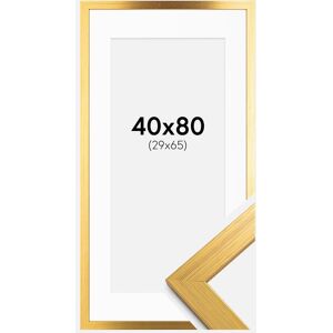 Ram med passepartou Ramme Gold Wood 40x80 Cm - Passepartout Hvid 30x66 Cm