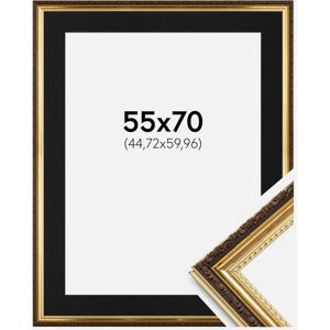 Ram med passepartou Ramme Abisko Guld 55x70 Cm - Passepartout Sort 18x24 Inches (45,72x60,96 Cm)