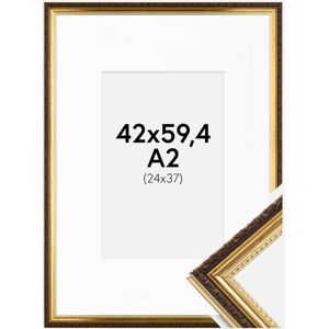 Ram med passepartou Ramme Abisko Guld 42x59,4 Cm (A2) - Passepartout Hvid 25x38 Cm