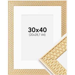 Ram med passepartou Ramme Grace Guld 30x40 Cm - Passepartout Hvid 21x29,7 Cm (A4)