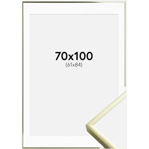 Ram med passepartou Ramme Poster Frame Aluminum Gold 70x100 Cm - Passepartout Hvid 62x85 Cm