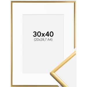 Ram med passepartou Ramme New Lifestyle Shiny Gold 30x40 Cm - Passepartout Hvid 21x29,7 Cm (A4)