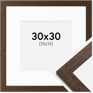 Ram med passepartou Ramme Brown Wood 30x30 Cm - Passepartout Hvid 20x20 Cm