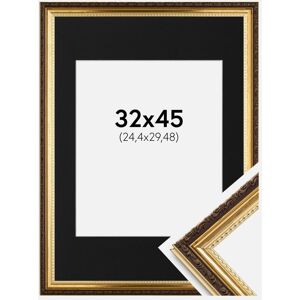 Ram med passepartou Ramme Abisko Guld 32x45 Cm - Passepartout Sort 10x12 Inches (25,4x30,48 Cm)