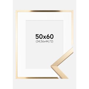 Ram med passepartou Ramme Trendy Guld 50x60 Cm - Passepartout Hvid 14x18 Inches