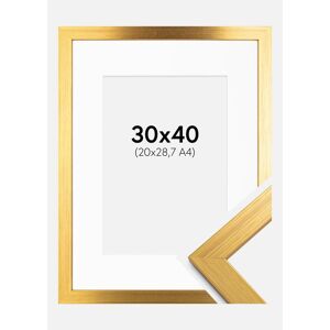 Ram med passepartou Ramme Gold Wood 30x40 Cm - Passepartout Hvid 21x29,7 Cm (A4)