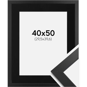 Ram med passepartou Ramme Black Wood 40x50 Cm - Passepartout Sort 12x16 Inches