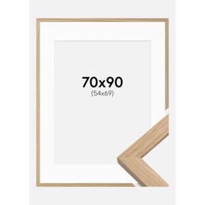 Ram med passepartou Ramme Oak Wood 70x90 Cm - Passepartout Hvid 55x70 Cm