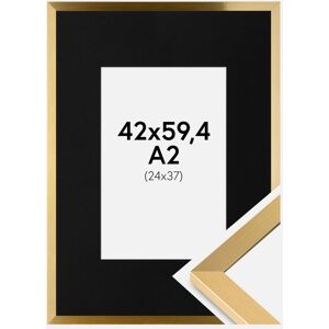 Ram med passepartou Ramme Selection Guld 42x59,4 Cm (A2) - Passepartout Sort 25x38 Cm