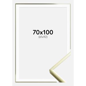 Ram med passepartou Ramme Poster Frame Aluminum Gold 70x100 Cm - Passepartout Hvid 62x93 Cm