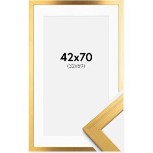 Ram med passepartou Ramme Gold Wood 42x70 Cm - Passepartout Hvid 33x60 Cm