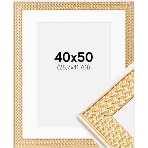 Ram med passepartou Ramme Grace Guld 40x50 Cm - Passepartout Hvid 29,7x42 Cm (A3)