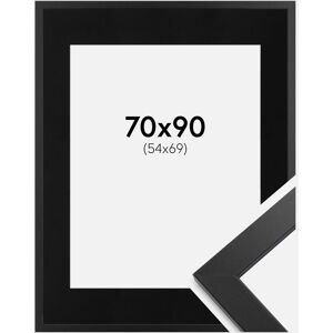 Ram med passepartou Ramme Black Wood 70x90 Cm - Passepartout Sort 55x70 Cm