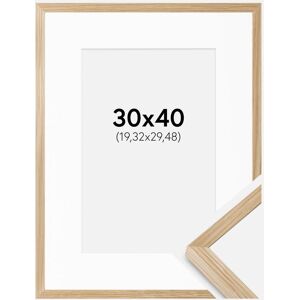 Ram med passepartou Ramme Soul Oak Veneer 30x40 Cm - Passepartout Hvid 8x12 Inches