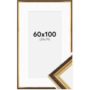 Ram med passepartou Ramme Abisko Guld 60x100 Cm - Passepartout Hvid 40x80 Cm