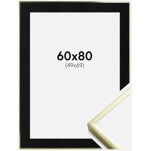 Ram med passepartou Ramme Poster Frame Aluminum Gold 60x80 Cm - Passepartout Sort 50x70 Cm